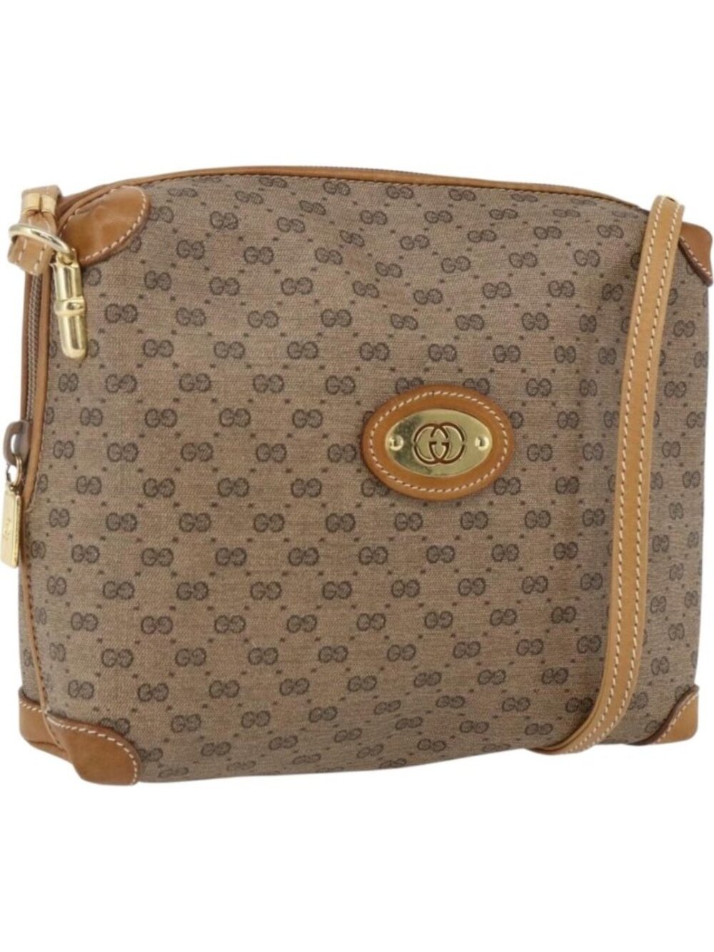 GUCCI Micro GG Supreme Shoulder Bag PVC Beige Gold 07 37 4916